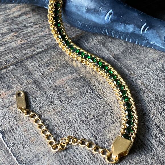 NEW Green Crystal Tennis Bracelet - Picture 4 of 9